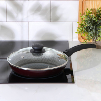 Сковорода «Хозяюшка», d=24 см, съёмная ручка, стеклянная крышка, антипригарное покрытие, цвет бордовый Сковорода «Хозяюшка», d=24 см, съёмная ручка, стеклянная крышка, антипригарное покрытие, цвет бордовый