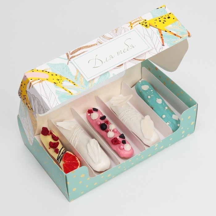 Коробка для эклеров, кондитерская упаковка, 5 вкладышей, «Для тебя», 25.2 х 15 х 7 см Коробка для эклеров, кондитерская упаковка, 5 вкладышей, «Для тебя», 25.2 х 15 х 7 см