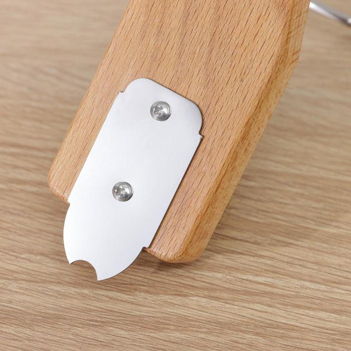 Щётка для гриля, 28&times;6&times;1,6 см, бук, латунный ворс, 77 пучков, скребок из нержавеющей стали