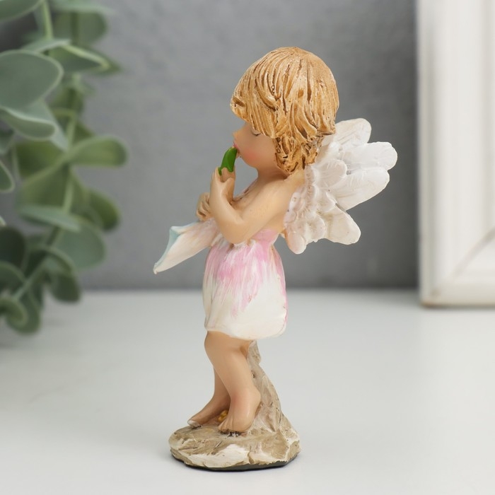 Сувенир полистоун "Ангелочек-музыкант - игра цветов" МИКС 3,5х4,5х9 см