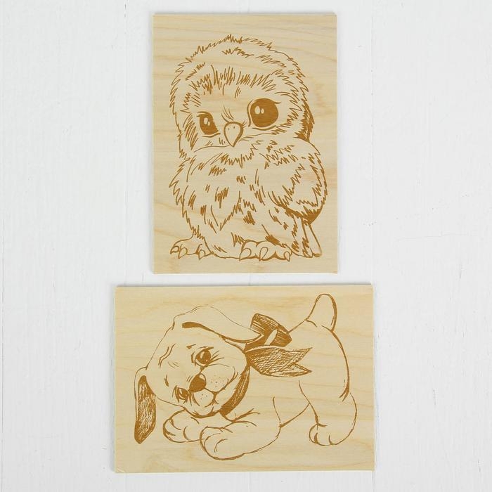 Доски для выжигания Доски для выжигания "Совёнок и Щенок", 2 шт.