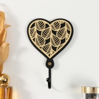 Крючок декоративный дерево "Сердце с листьями" чёрный, зеркальный 4,3х12,4х19 см Крючок декоративный дерево "Сердце с листьями" чёрный, зеркальный 4,3х12,4х19 см