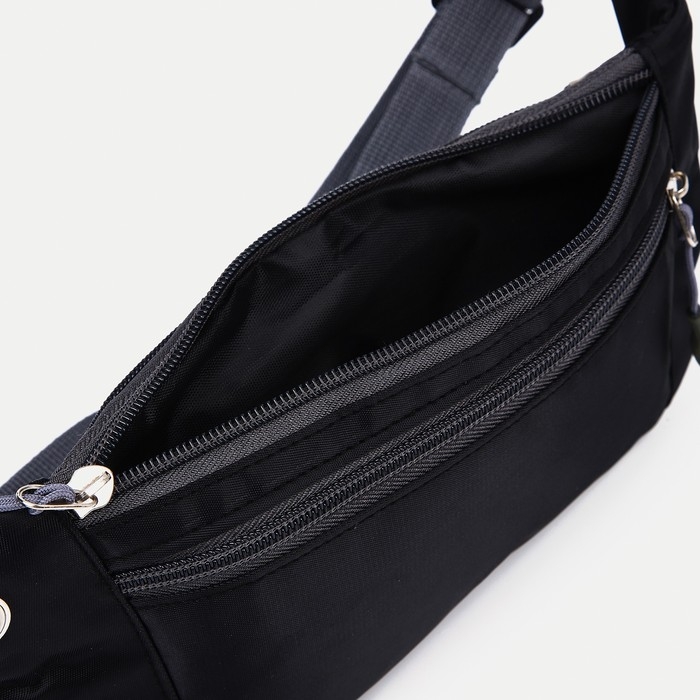 Поясная сумка на молнии, наружный карман, разъем для USB, цвет чёрный Поясная сумка на молнии, наружный карман, разъем для USB, цвет чёрный