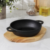Сковорода &laquo;Вок&raquo;, 20,5&times;15,5&times;4 см, на деревянной подставке