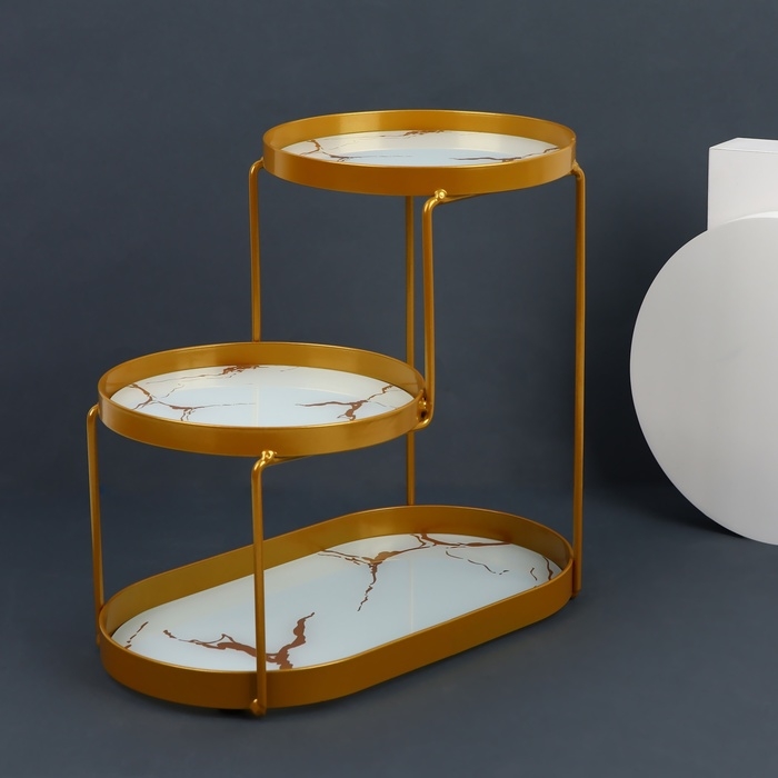 Органайзер для хранения, 3 секции, 30 × 17 × 26,5 см, цвет золотистый/белый Органайзер для хранения, 3 секции, 30 × 17 × 26,5 см, цвет золотистый/белый