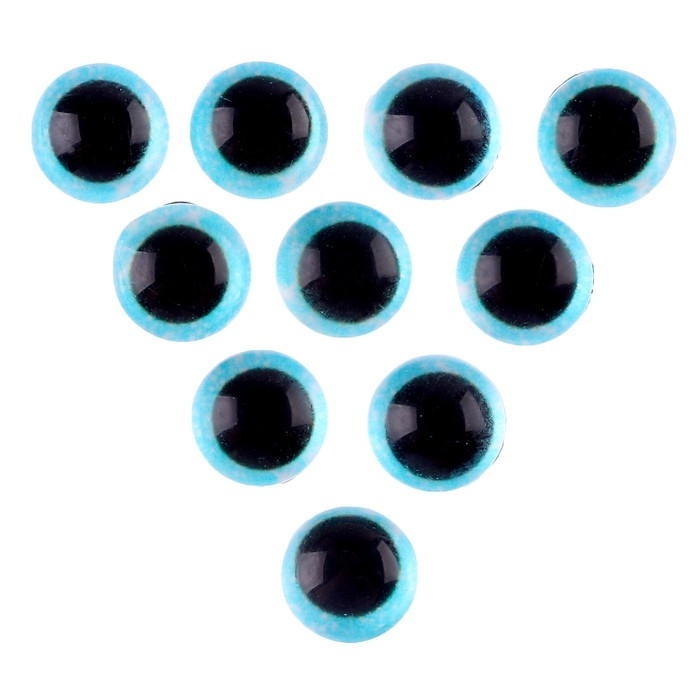 Глаза на клеевой основе, набор 10 шт., размер 1 шт. &mdash; 8 мм, цвет голубой с блёстками