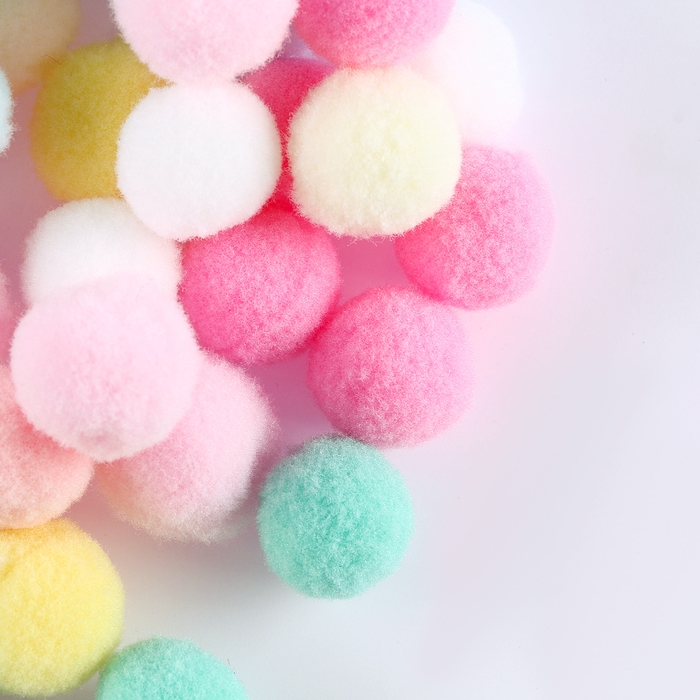 Текстильные детали для декора «Бомбошки», набор 50 шт., размер 1 шт. — 2 см, цвет МИКС Текстильные детали для декора «Бомбошки», набор 50 шт., размер 1 шт. — 2 см, цвет МИКС