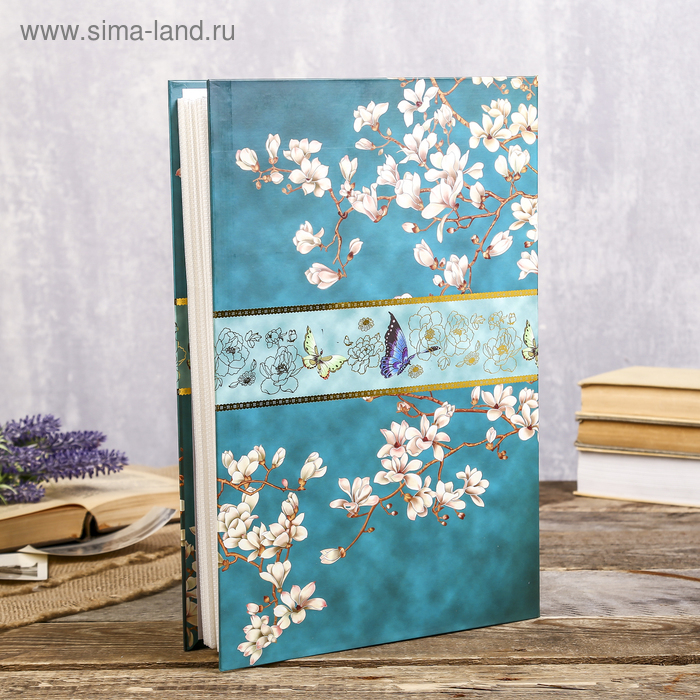 Фотоальбом на 300 фото 10х15 см "Сакура" золотая обводка, в коробке МИКС 34х23х5,5 см