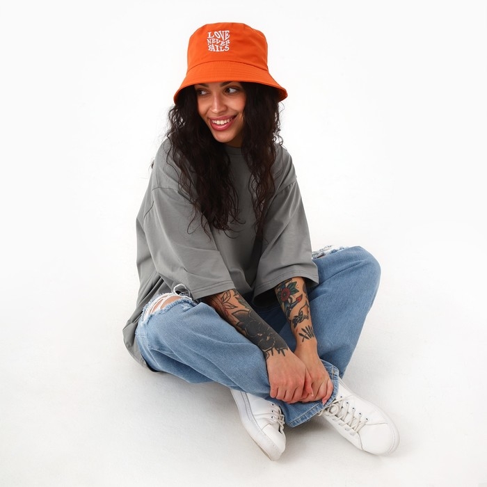 Панама Love, цвет оранжевый, р-р 56 Панама Love, цвет оранжевый, р-р 56