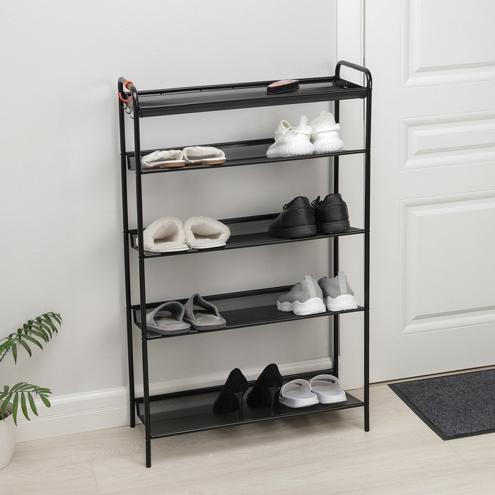 Подставка для обуви &laquo;Женева 25&raquo;, 5 ярусов, 65&times;27&times;106 см, цвет чёрный