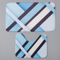 Набор ковриков для ванной и туалета Доляна &laquo;Полосатый&raquo;, 2 шт: 40&times;50, 50&times;80 см