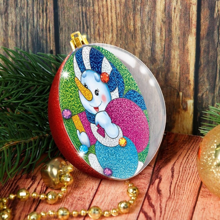 Ёлочный шар-фреска &laquo;Новый год! Снеговик с подарками&raquo;, новогодний набор для творчества