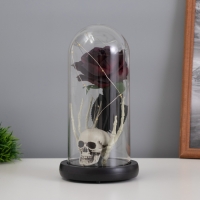 Светильник колба «Череп с розой» 1,5Вт, LED, 3xAAA, черный USB 11х11х21см Светильник колба «Череп с розой» 1,5Вт, LED, 3xAAA, черный USB 11х11х21см