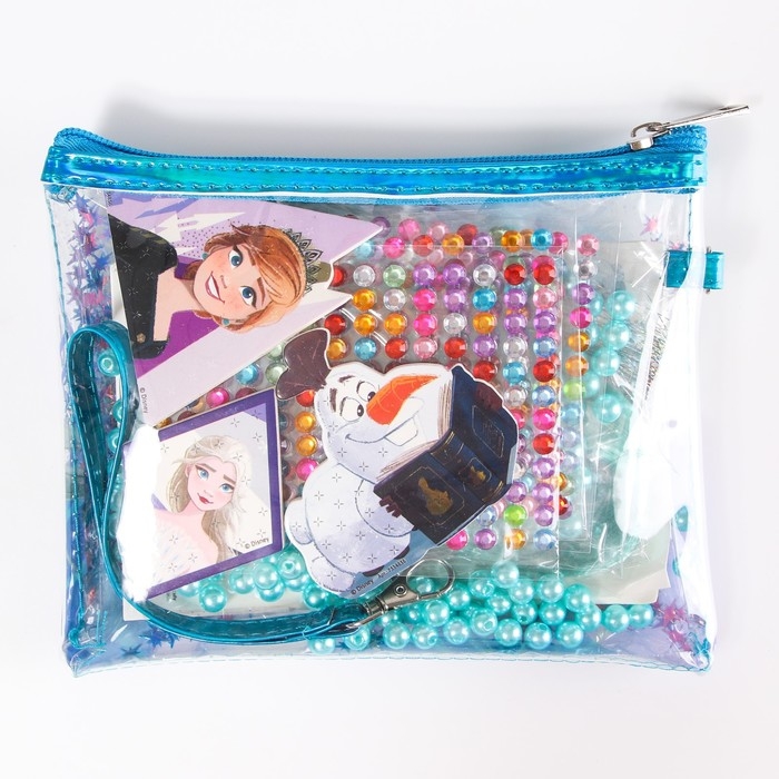 Набор с прядями, тату, стразами, в сумочке &laquo;Набор красоты для творчества&raquo; Холодное сердце