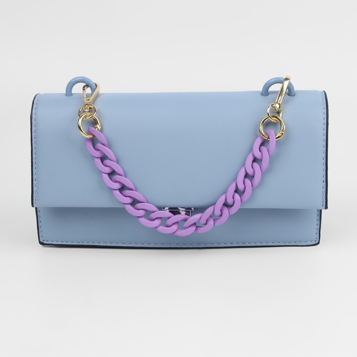 Цепочка для сумки, с карабинами, пластиковая, 23 &times; 17 мм, 30 см, цвет сиреневый/золотой