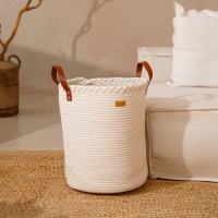 Корзина для белья плетеная круглая SL Home Cotton, хлопок, 35&times;40 см