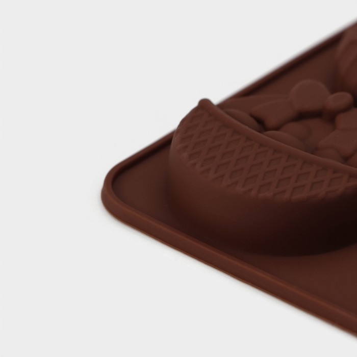 Форма для шоколада Доляна &laquo;Пасха&raquo;, силикон, 18,8&times;10&times;1,5 см, 8 ячеек, цвет коричневый