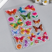 Наклейка пластик с блёстками выпуклая "Бабочки" 29х16 см