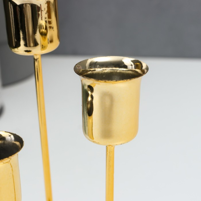 Подсвечник металл на 3 свечи Подсвечник металл на 3 свечи "Восхождение" золото 16х9х9 см