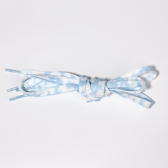 Шнурки для обуви, пара, плоские, 8 мм, 120 см, цвет белый/голубой