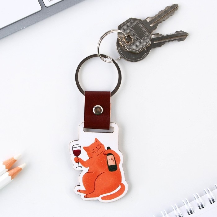 Брелок для ключей деревянный &laquo;Котик&raquo;, 7 х 3,6 см