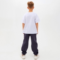 Футболка детская MINAKU Colors, цвет белый/голубой, рост 104