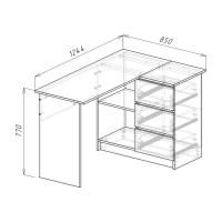 Стол компьютерный, 1244х850х770, Графит