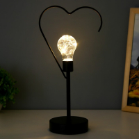 Ночник настольный "Сердце" LED от батареек 3хААА черный 11х16,5х36,4 см RISALUX Ночник настольный "Сердце" LED от батареек 3хААА черный 11х16,5х36,4 см RISALUX