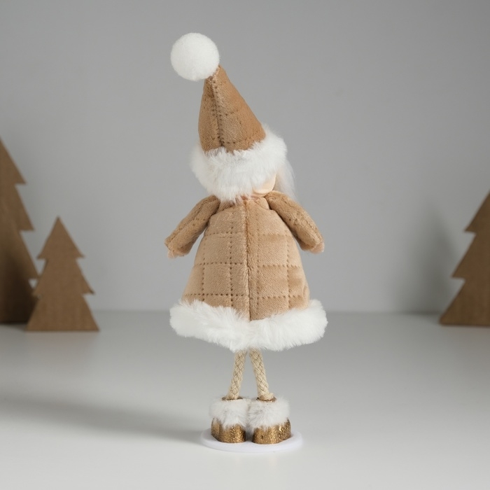 Сувенир текстиль "Дед Мороз в бежевой шубке" 6,8х7х18,5 см