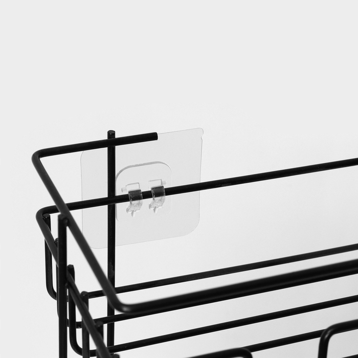 Полка прямоугольная 3-х ярусная, 12,5×66×29,5 см, цвет черный Полка прямоугольная 3-х ярусная, 12,5×66×29,5 см, цвет черный