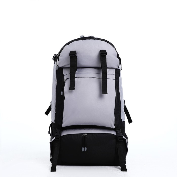 Рюкзак туристический, Taif, 65 л, отдел на молнии, 3 наружных кармана, цвет чёрный/зелёный/серый