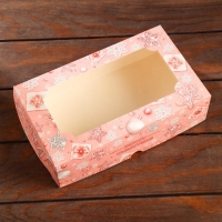 Коробка сборная крышка-дно с окном, "Розовые мечты", 25 х 15 х 7 см набор 5 шт Коробка сборная крышка-дно с окном, "Розовые мечты", 25 х 15 х 7 см набор 5 шт