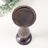 Подсвечник дерево на 1 свечу d=9 см "Фердинанд" синий с патиной 11х11х33,5 см