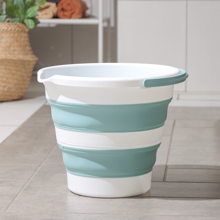 Ведро складное «Флекс», 10 л, 32×34×26 см, цвет морская волна Ведро складное «Флекс», 10 л, 32×34×26 см, цвет морская волна