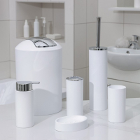 Набор аксессуаров для ванной комнаты SAVANNA &laquo;Сильва&raquo;, 6 предметов (дозатор, мыльница, 2 стакана, ёршик, ведро), цвет белый