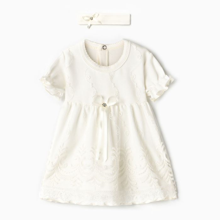 Набор: платье с коротким рукавом и повязка Крошка Я, 1,5-2 г, (86-92 см),100 % хлопок Набор: платье с коротким рукавом и повязка Крошка Я, 1,5-2 г, (86-92 см),100 % хлопок