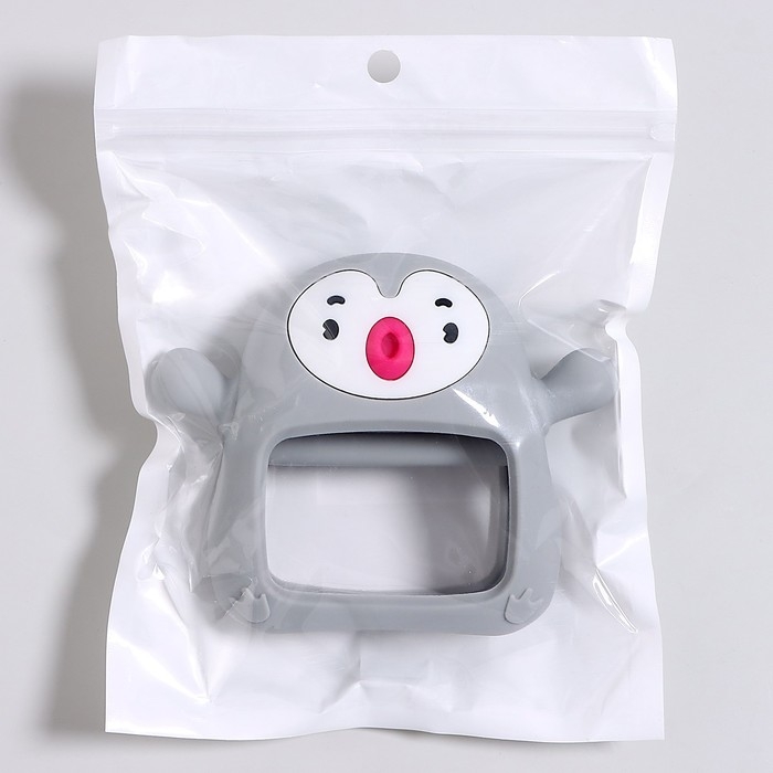 Прорезыватель зубной «Пингвинёнок», в форме соска c ручкой, цвет серый Прорезыватель зубной «Пингвинёнок», в форме соска c ручкой, цвет серый