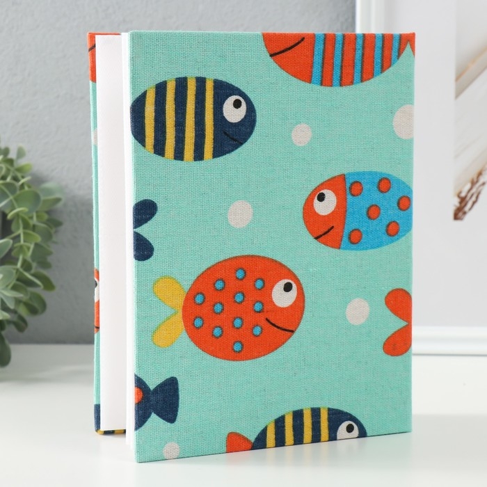 Фотоальбом на 200 фото 10х15 см "Довольные рыбки" текстиль 5,3х17х21,8 см