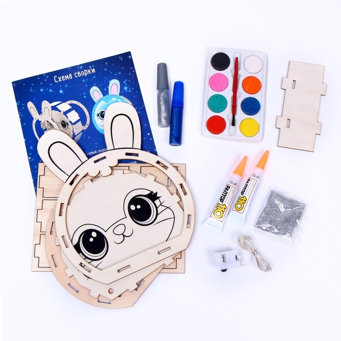 Набор для творчества «Новогодний ночник из дерева», Заяц Набор для творчества «Новогодний ночник из дерева», Заяц