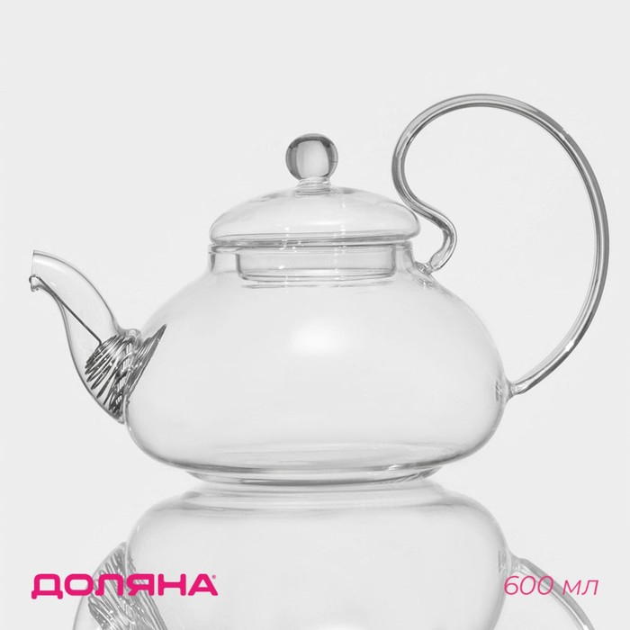 Чайник стеклянный заварочный с металлическим ситом Доляна &laquo;Элегия&raquo;, 600 мл