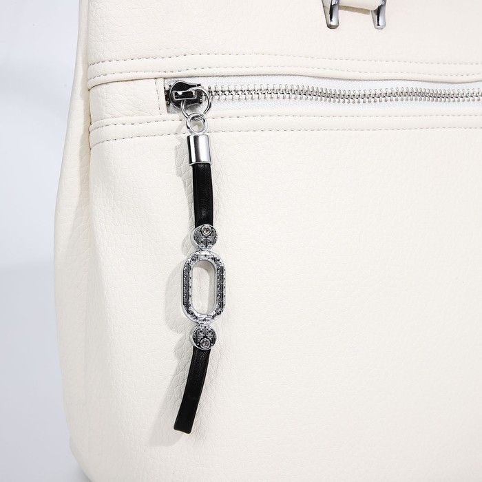 Сумка-тоут на молнии, 2 наружных кармана, цвет белый Сумка-тоут на молнии, 2 наружных кармана, цвет белый