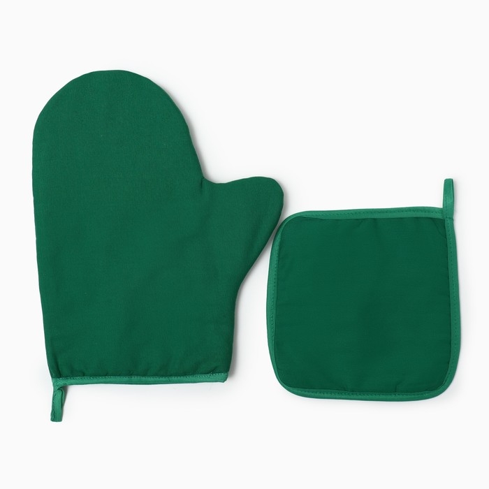 Набор кух. Этель New year collection цв. зел., варежка18х29 см, прихватка 19х19 см,100% хл.