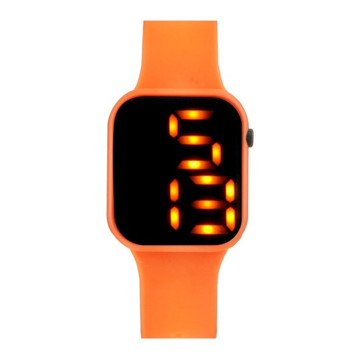 Часы наручные электронные, 3.7 х 3.7 см, календарь, ремешок силикон, оранжевые Часы наручные электронные, 3.7 х 3.7 см, календарь, ремешок силикон, оранжевые