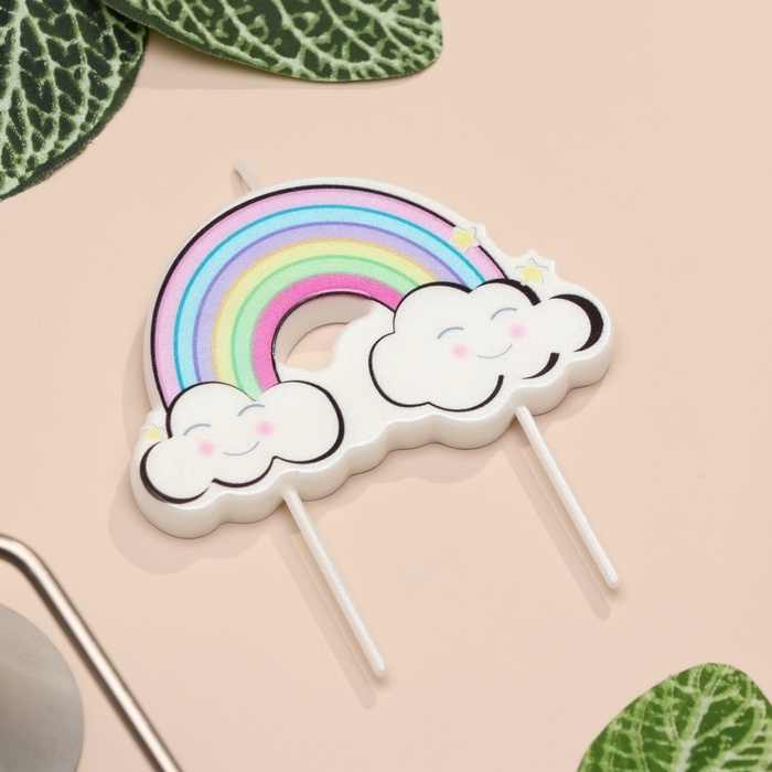 Свеча для торта Свеча для торта "Радужные облака", разноцветная