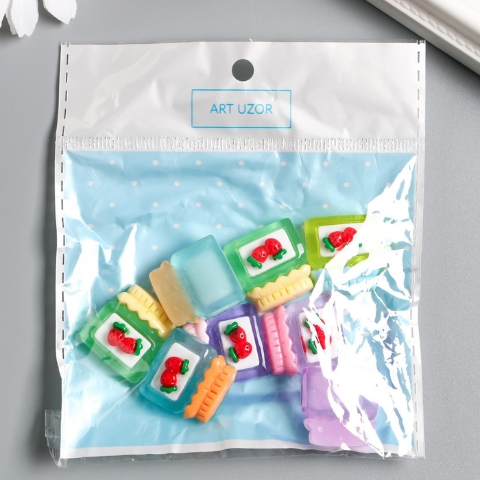 Декор для творчества пластик Декор для творчества пластик "Варенье клубничное в банке" набор 8 шт 2х2,1х0,7 см