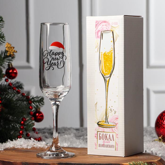 Бокал для шампанского «Хэппи Нью», 200 мл, деколь Бокал для шампанского «Хэппи Нью», 200 мл, деколь