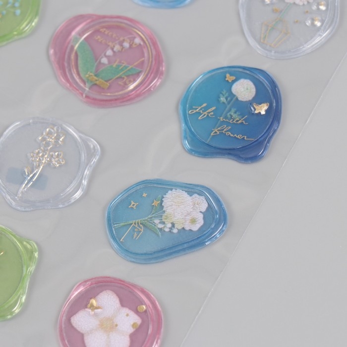 Наклейки для творчества пластик "Цветные цветочные богатства" 9,3х20,4 см