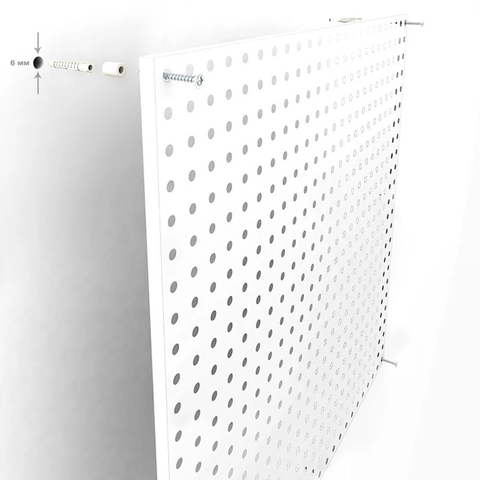 Настенная перфорированная панель односторонняя 60&times;0,6&times;180 см, шаг 2,5 см, цвет чёрный