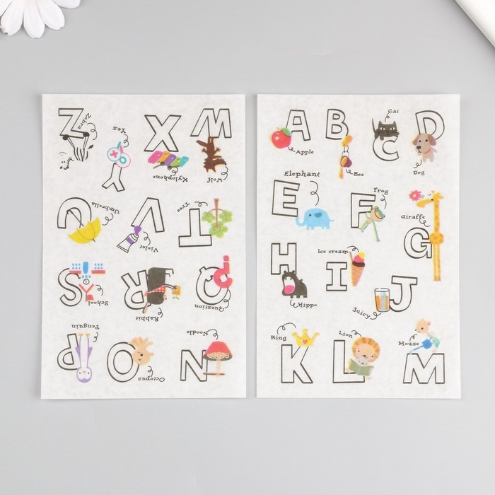 Наклейка бумага Наклейка бумага "Интересный алфавит" набор 6 листов 18,6х10 см