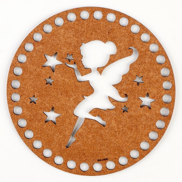 Донышко для вязания резное &laquo;Волшебная фея&raquo;, круг 15 см, хдф 3 мм